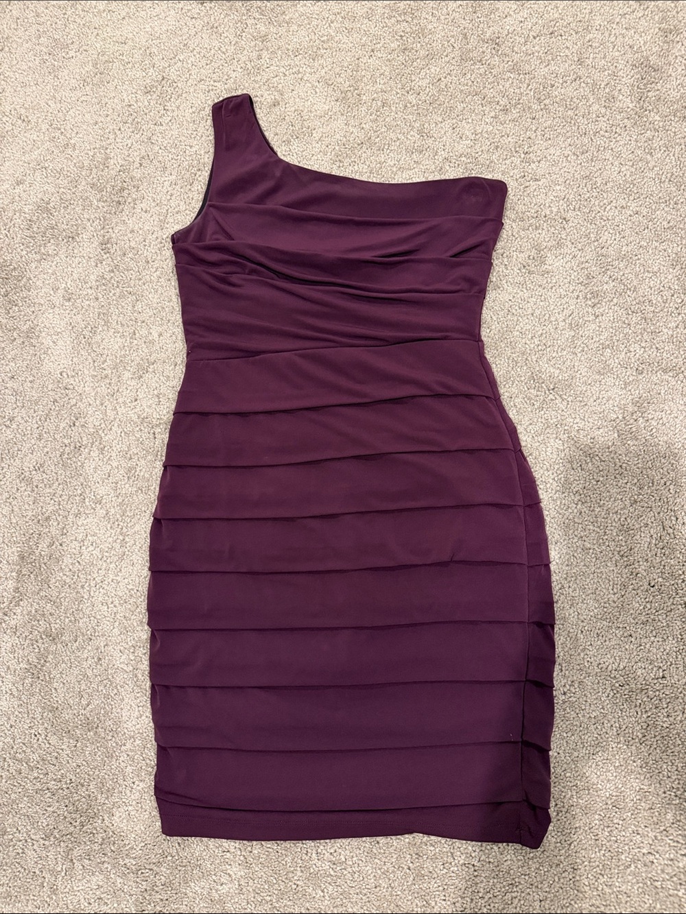 Valerie Bertinelli One-Shoulder Plum Bandage Sheath Dress